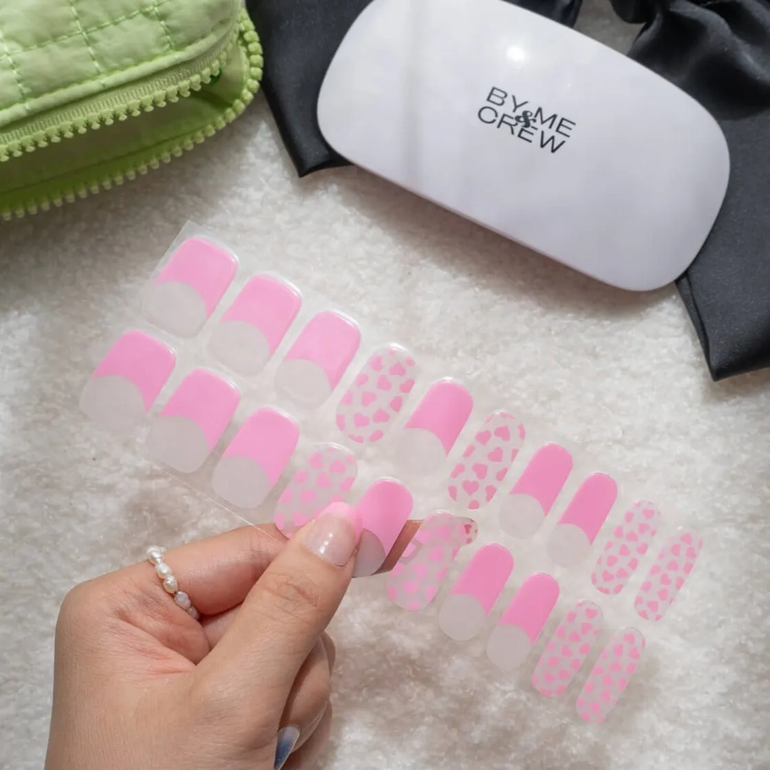 Sweetheart Pink French Tip DIY Semi Cured Gel Nail Stickers