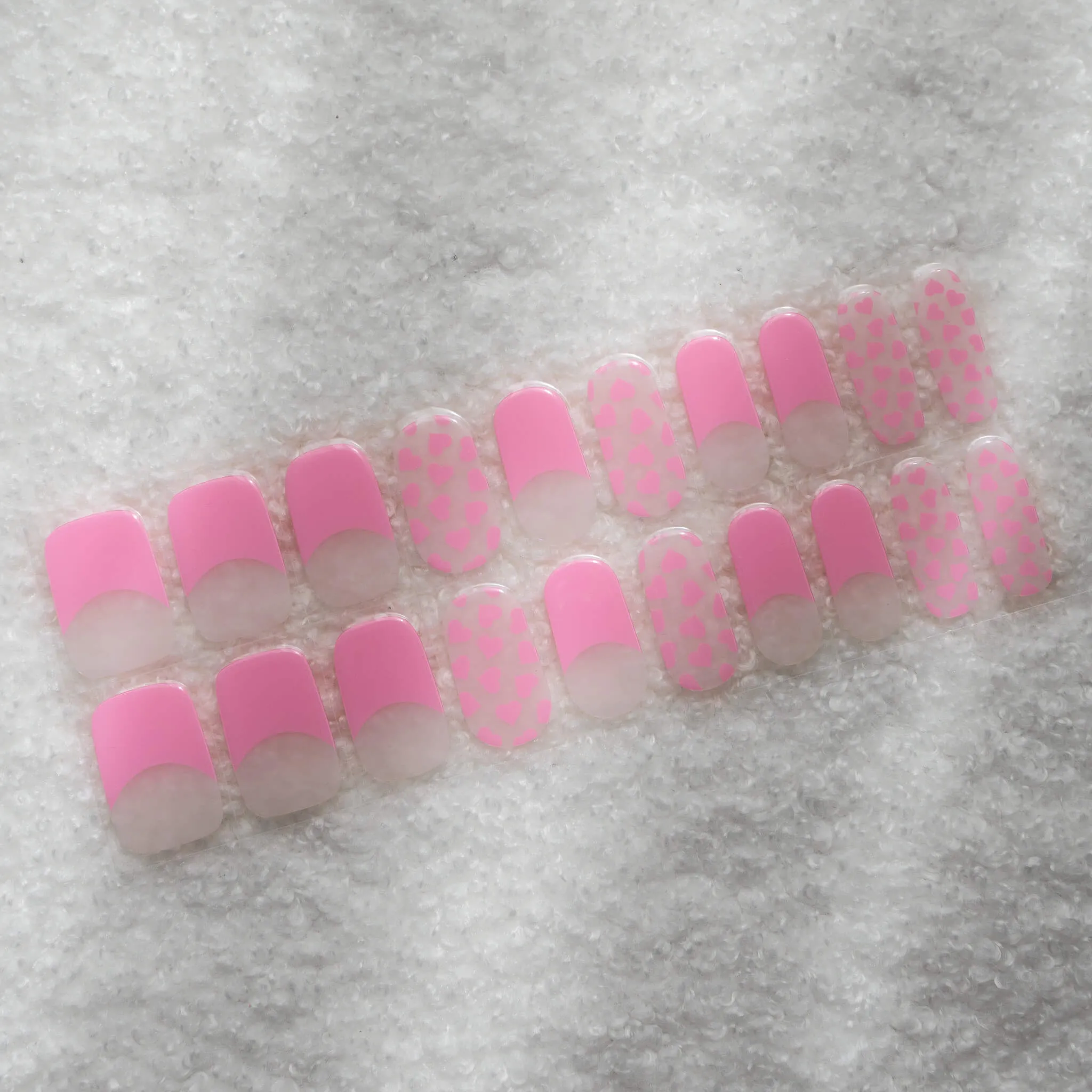 Sweetheart Pink French Tip DIY Semi Cured Gel Nail Stickers