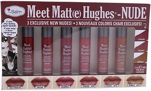 theBalm Meet Matte Hughes Nude Mini Liquid Lipstick Set, 0.04 Fl Oz (Pack of 6)