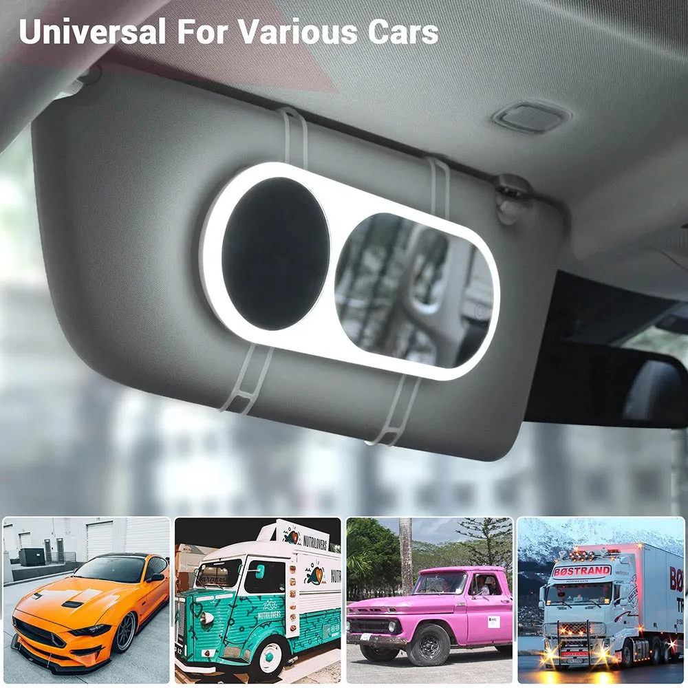 TheLAShop Car Vanity Mirror for Sun Visor Clip on with Light & 3x Magnify