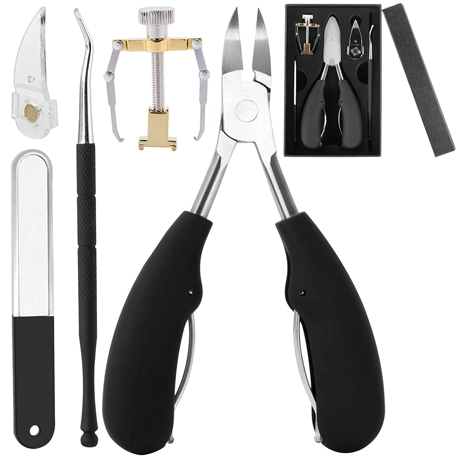Toenail Clippers, Nail Clippers Set for Thick Nails 2PCS, Wide Jaw Opening Toe Nail Clippers Adult, Stainless Steel Heavy Duty Fingernail Clippers, 0.6" Extra Large Toe Nail Cutter for Man