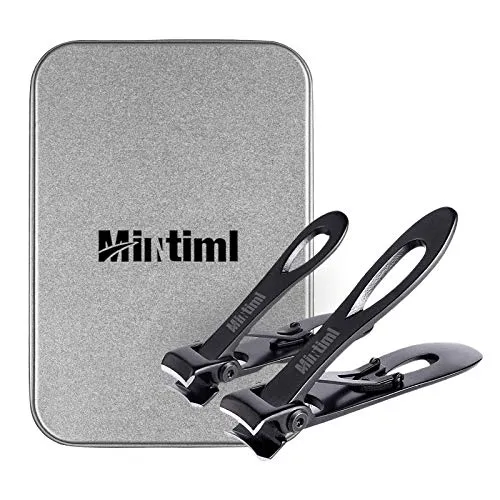 Toenail Clippers, Nail Clippers Set for Thick Nails 2PCS, Wide Jaw Opening Toe Nail Clippers Adult, Stainless Steel Heavy Duty Fingernail Clippers, 0.6" Extra Large Toe Nail Cutter for Man