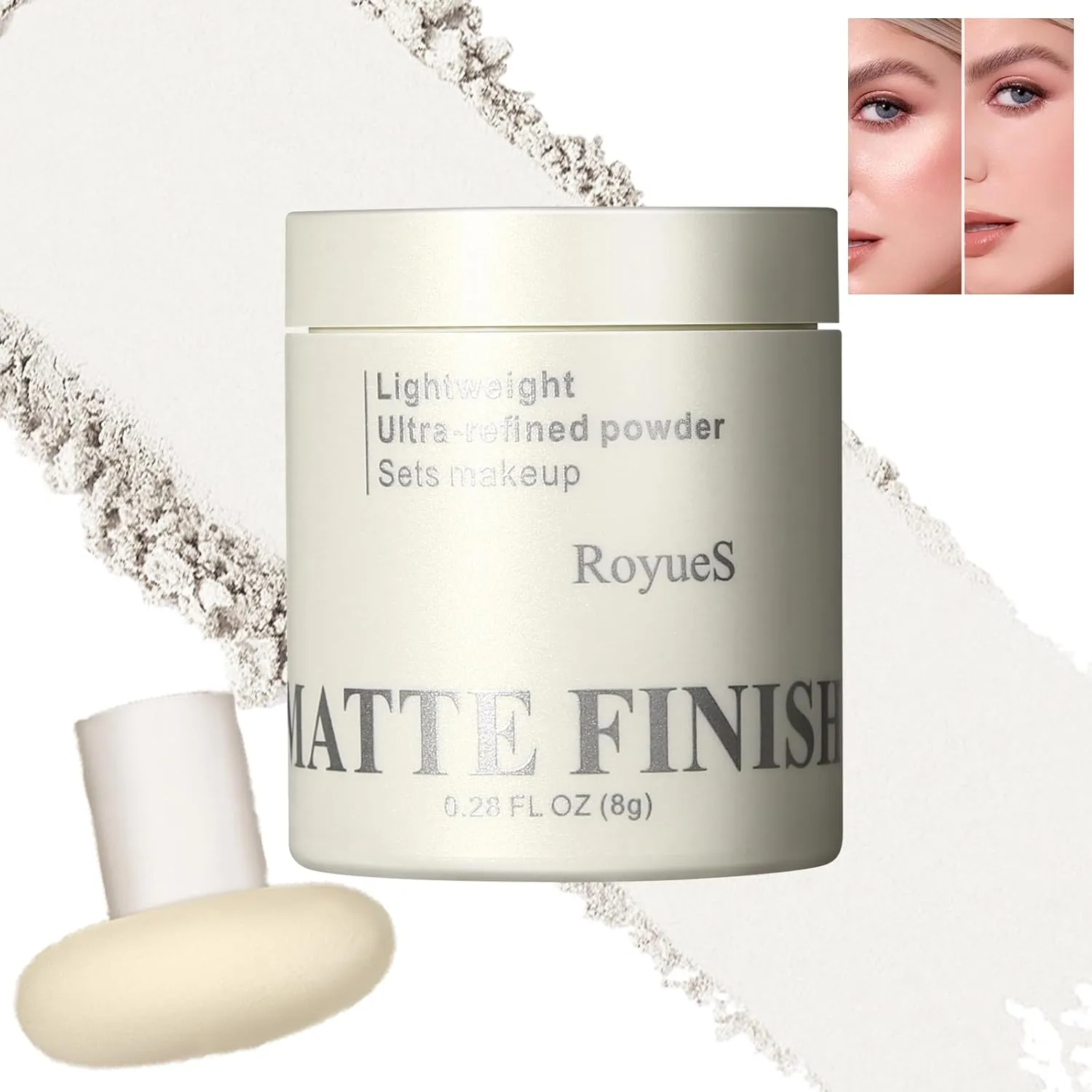 Translucent Loose Setting Powder,Lightweight Long Lasting Oil Control Loose Face Powder,Minimize Pore Focus Effect Flawless Matte Finishing Powder,Baking Powder with Soft Puff for Oily/Dry Skin