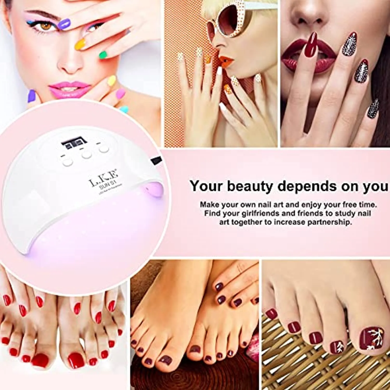UV Light for Nails,UV LED Nail Lamp,Wisdompark Nail Dryer 72 W Professional Nail UV Light for Gel Polish with Adapter Gel Nails 3 Timers (Large)