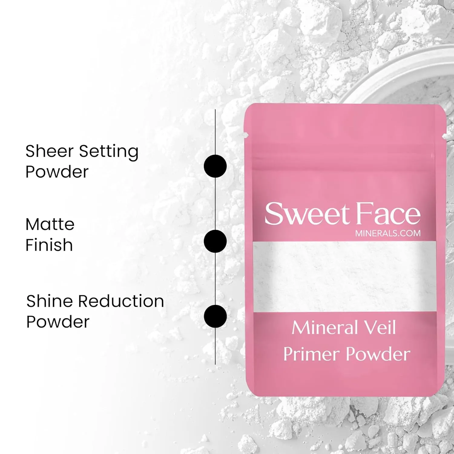 VEIL PRIMER BULK POWDER (1oz Refill Pouch) Matte Loose Minerals SPF 20 Oil Control Blurs Bare Face Extends Makeup Wear Melts Clear for Flawless Prep Before and Illuminating Setting Finish After