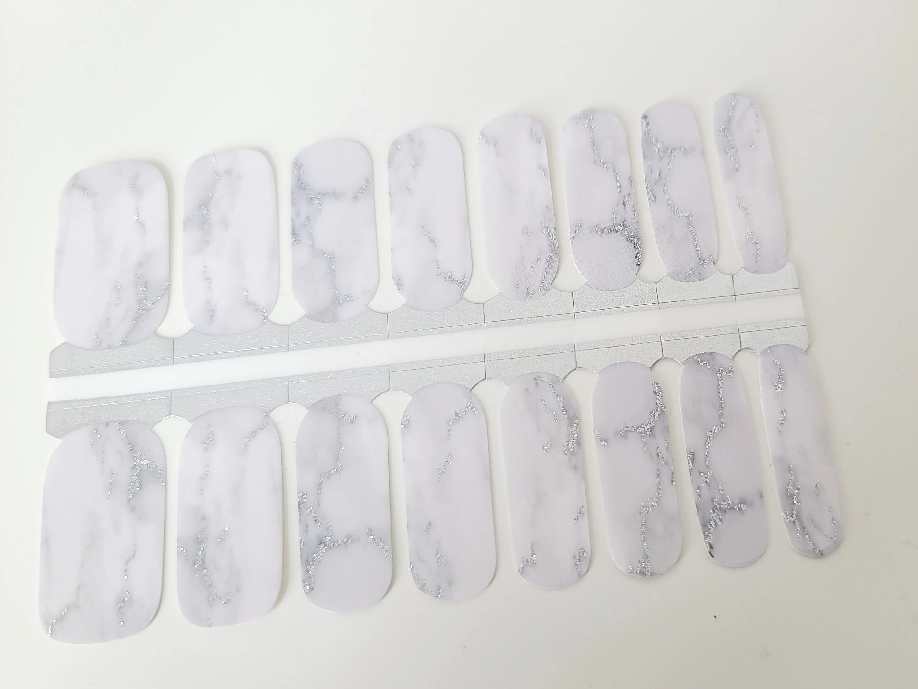 White and Grey Marble with Silver Glitter