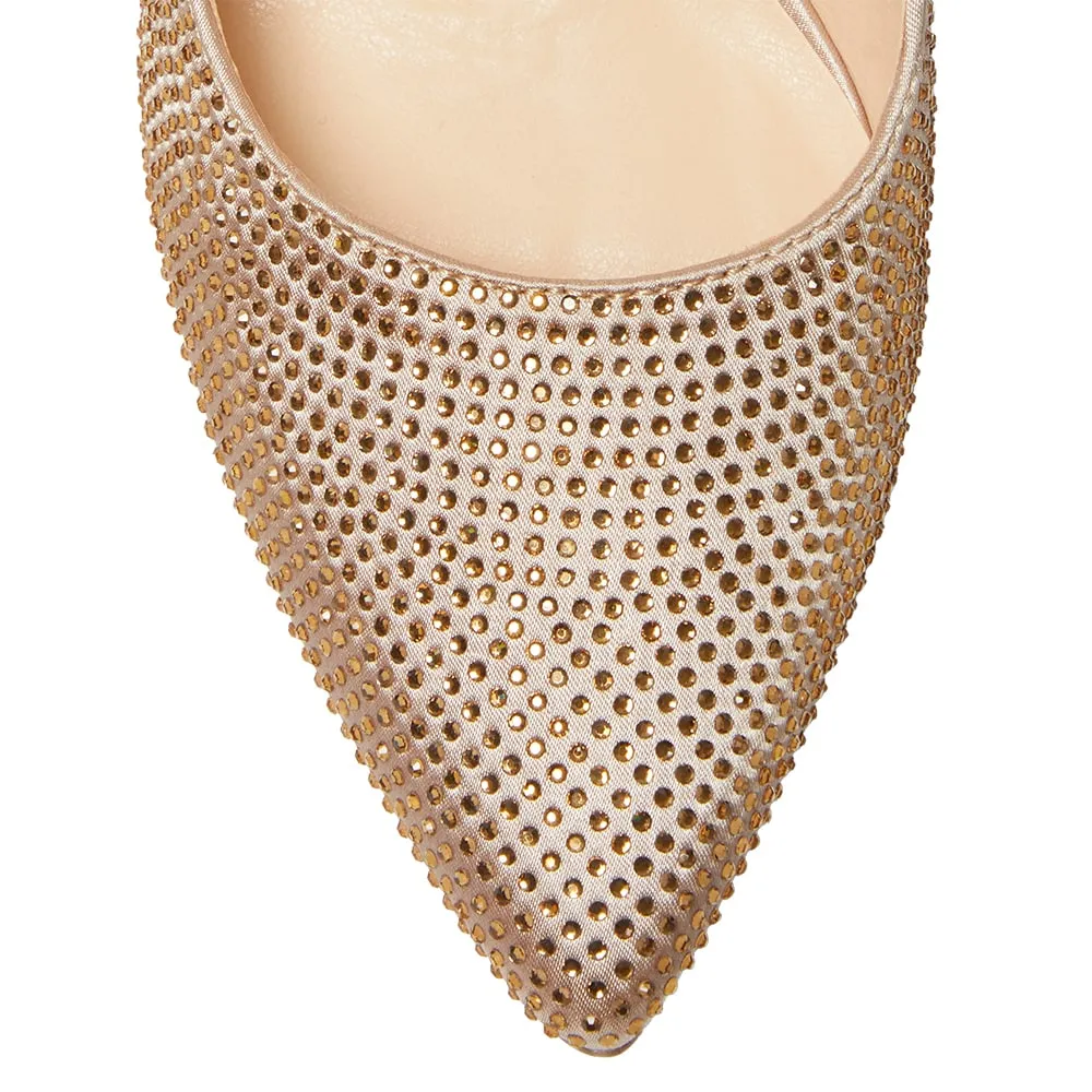 Whitney Heel in Gold Satin