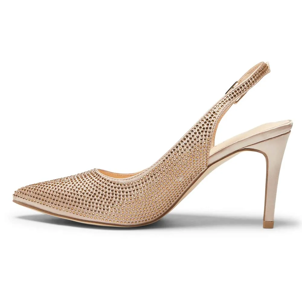 Whitney Heel in Gold Satin