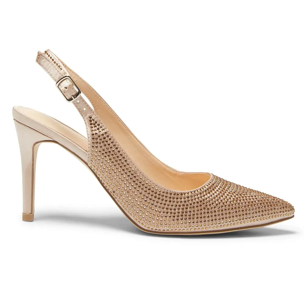 Whitney Heel in Gold Satin