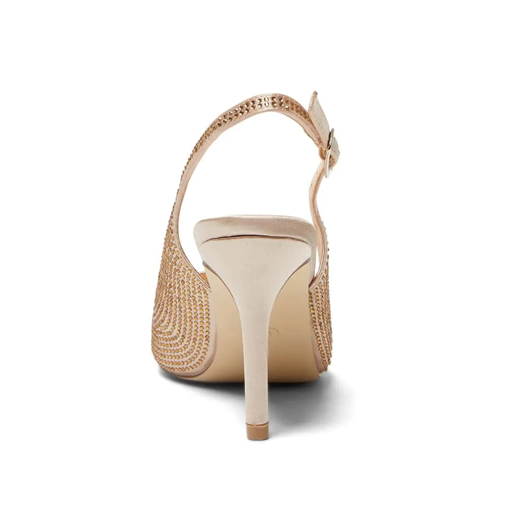 Whitney Heel in Gold Satin