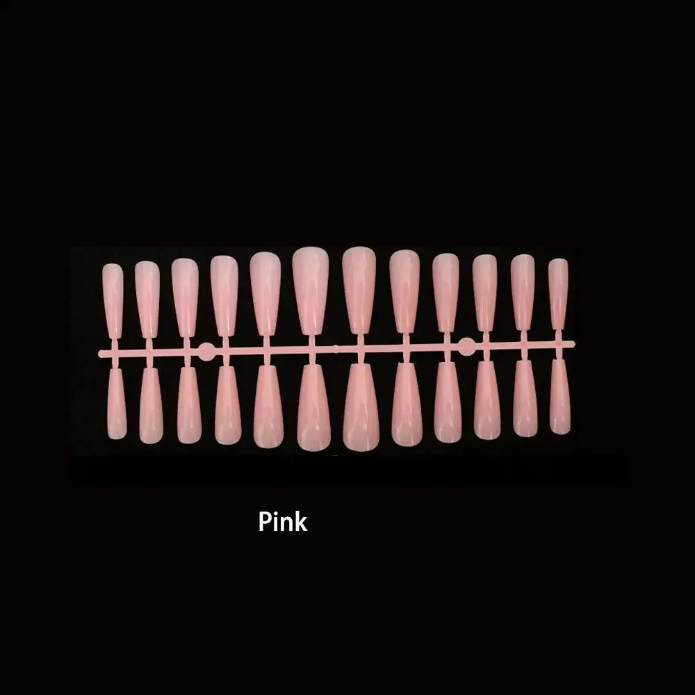 Wjczt 24pcs Short Round False Nails French Ballet Nail Little Bear Leaf Gold Slices Full Cover Detachable Press on Nail Tips