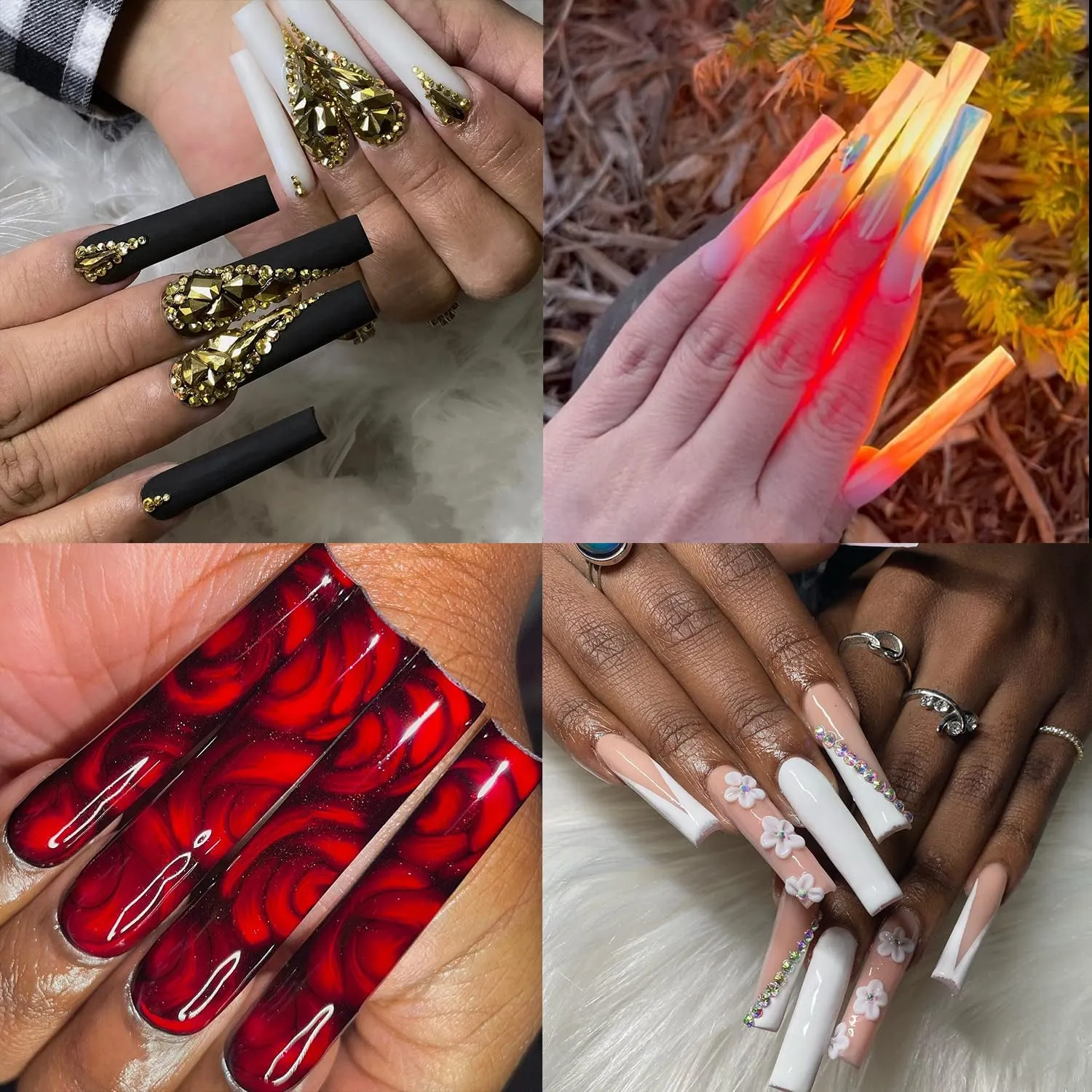 XXL Tapered Square Nail Tips - 120 PCS Extra Long Half Cover Gel Nails for DIY Acrylic Art