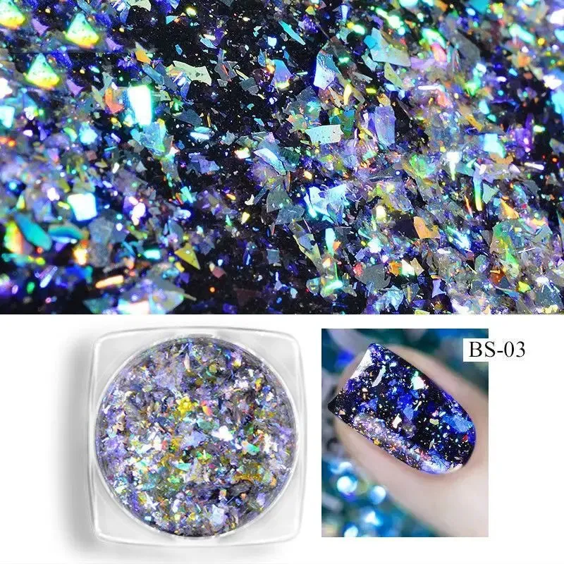 Yeknu 1 jar Chameleon Nail Flakes Irregular Aluminum Foil UV Gel Polish Nail Sequins Palliette Manicures Art Decoration Glitter Powder
