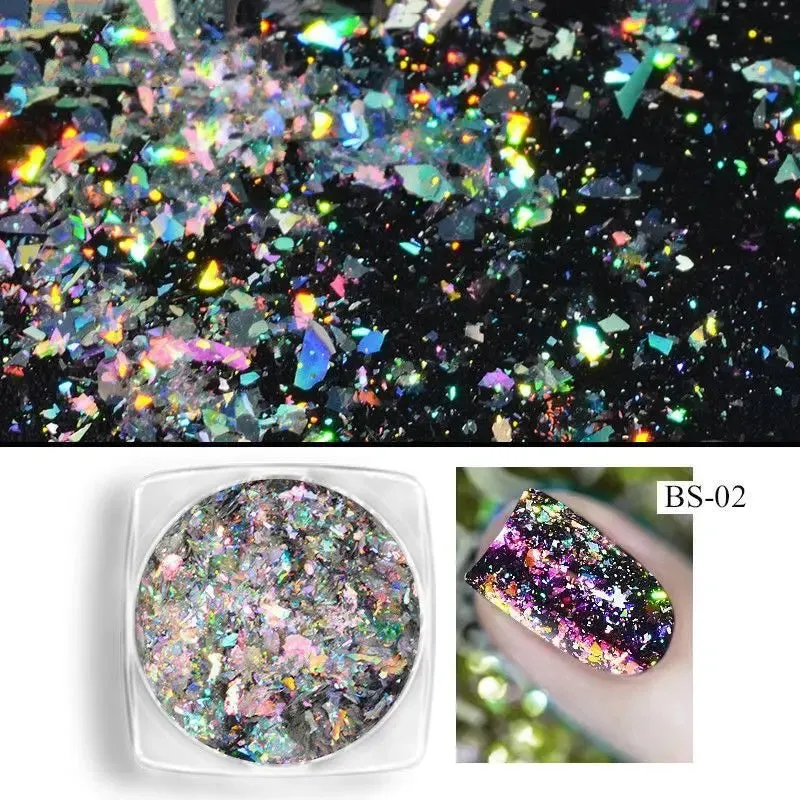 Yeknu 1 jar Chameleon Nail Flakes Irregular Aluminum Foil UV Gel Polish Nail Sequins Palliette Manicures Art Decoration Glitter Powder