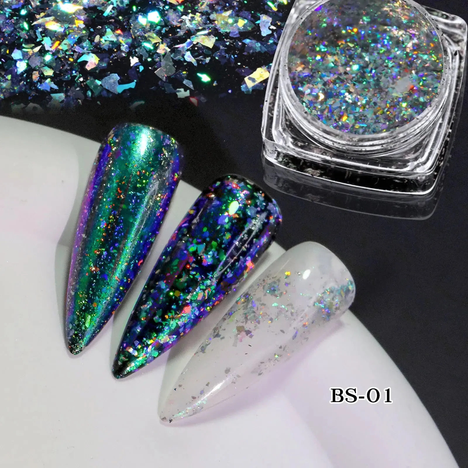 Yeknu 1 jar Chameleon Nail Flakes Irregular Aluminum Foil UV Gel Polish Nail Sequins Palliette Manicures Art Decoration Glitter Powder