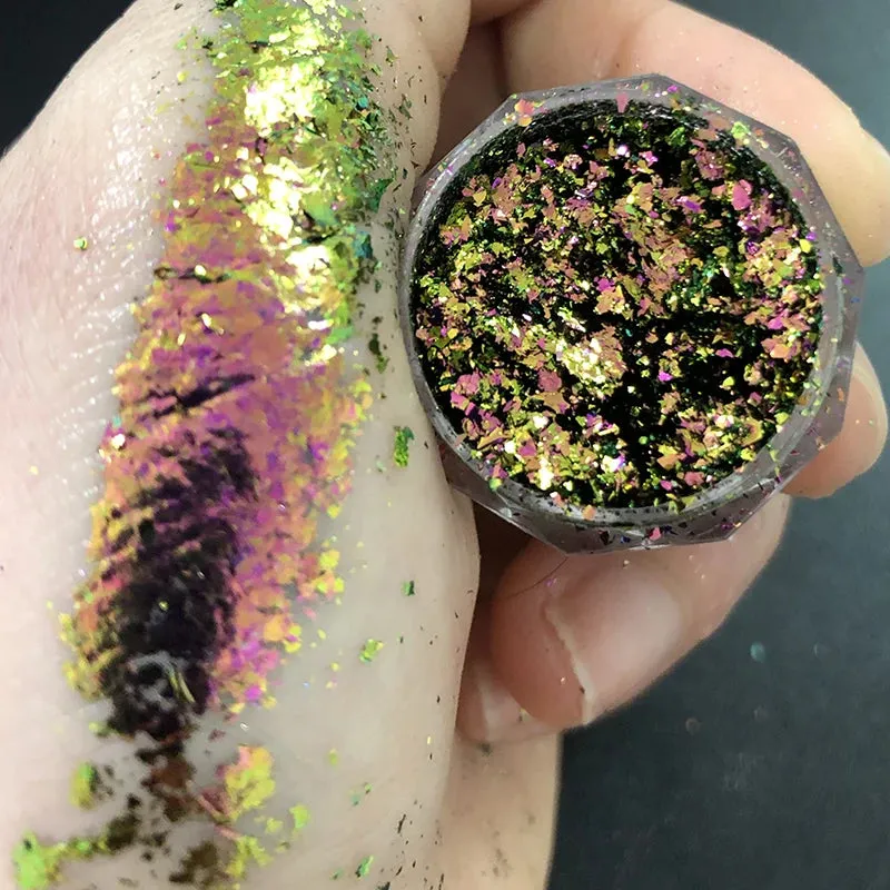 Yeknu 1 jar Chameleon Nail Flakes Irregular Aluminum Foil UV Gel Polish Nail Sequins Palliette Manicures Art Decoration Glitter Powder