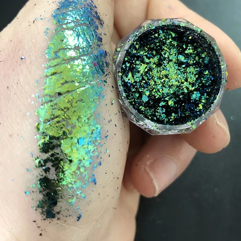 Yeknu 1 jar Chameleon Nail Flakes Irregular Aluminum Foil UV Gel Polish Nail Sequins Palliette Manicures Art Decoration Glitter Powder