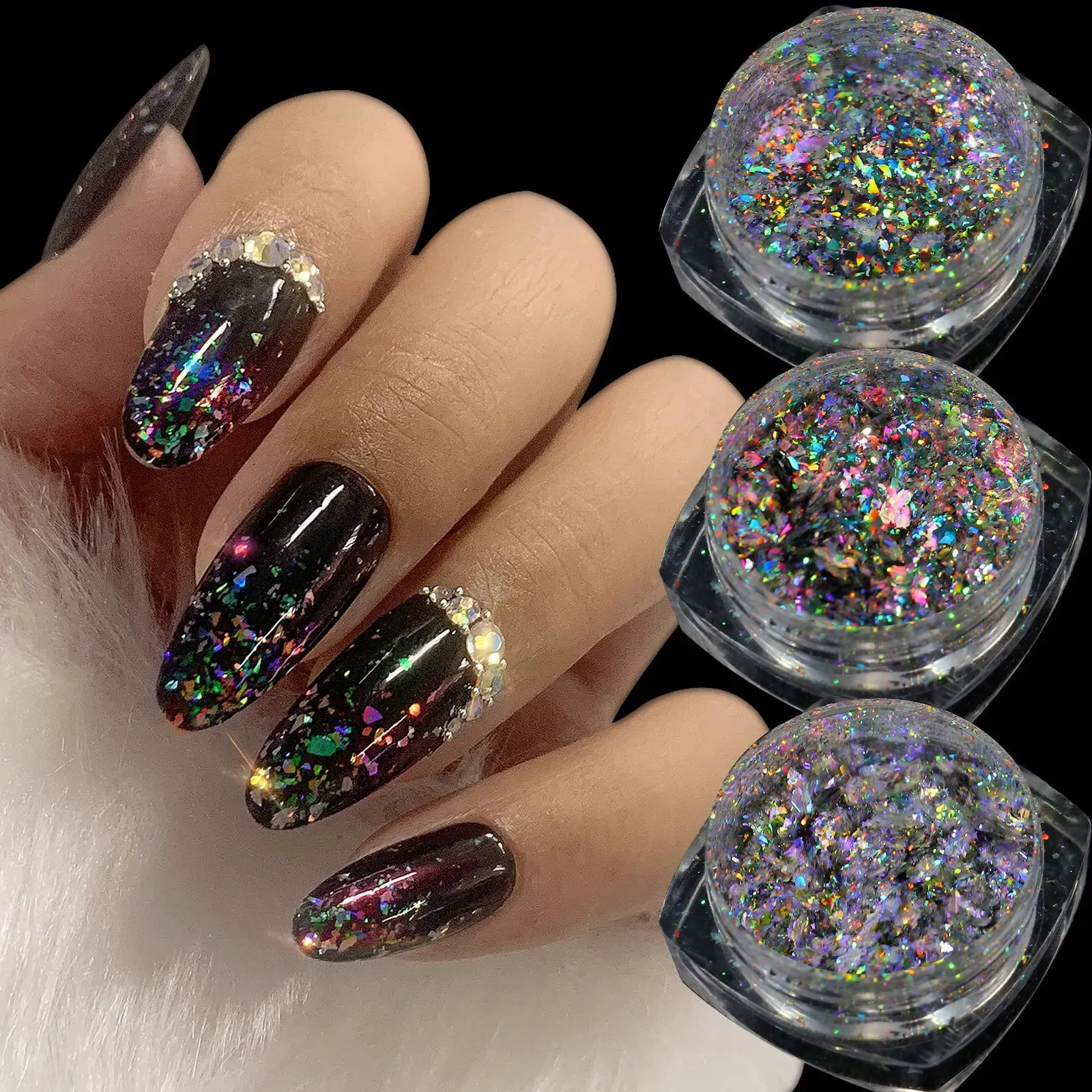 Yeknu 1 jar Chameleon Nail Flakes Irregular Aluminum Foil UV Gel Polish Nail Sequins Palliette Manicures Art Decoration Glitter Powder