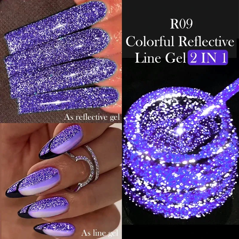 Yeknu 5ML Auroras Cat Magnetic Line Gel Nail Polish Glimmer Fairy Line Painting Gel Semi Permanent UV Gel Nail Art Manicure