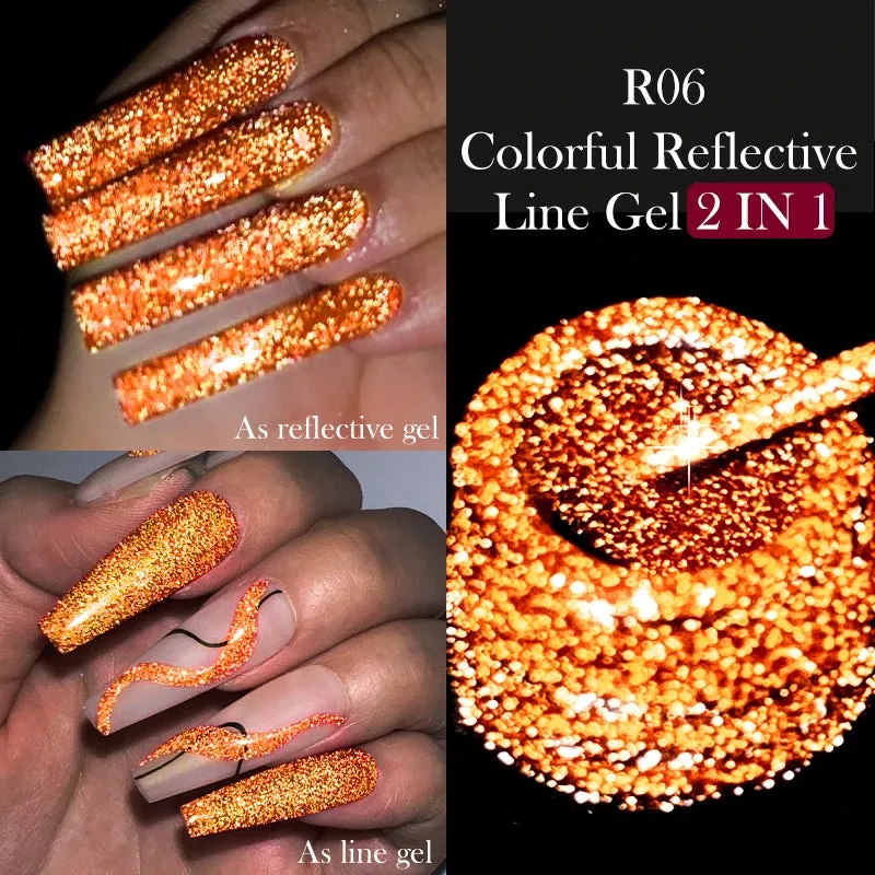 Yeknu 5ML Auroras Cat Magnetic Line Gel Nail Polish Glimmer Fairy Line Painting Gel Semi Permanent UV Gel Nail Art Manicure