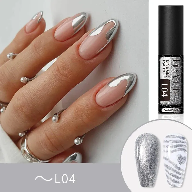 Yeknu 5ML Auroras Cat Magnetic Line Gel Nail Polish Glimmer Fairy Line Painting Gel Semi Permanent UV Gel Nail Art Manicure