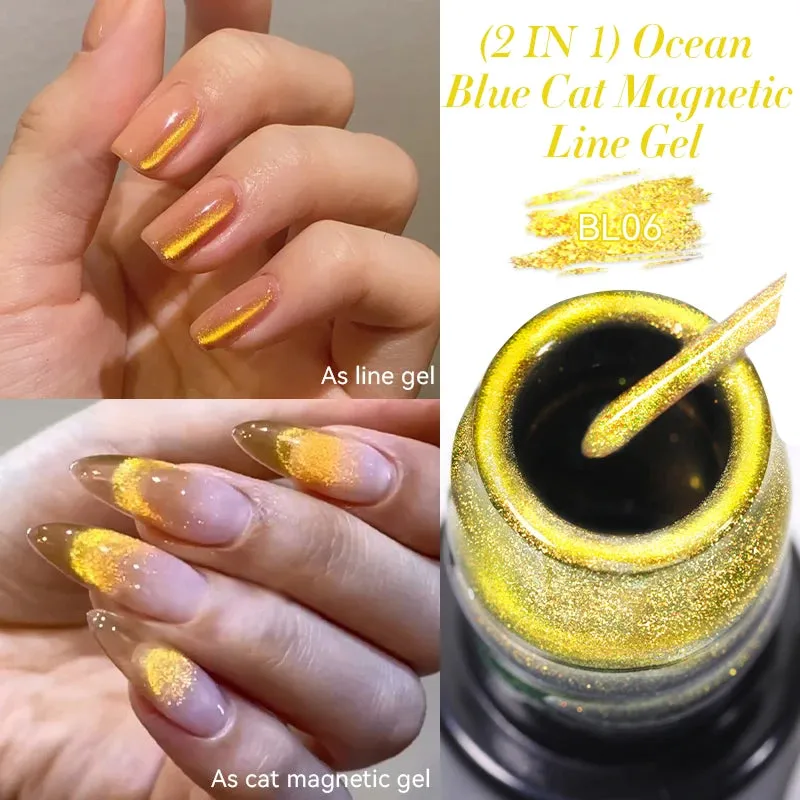 Yeknu 5ML Auroras Cat Magnetic Line Gel Nail Polish Glimmer Fairy Line Painting Gel Semi Permanent UV Gel Nail Art Manicure