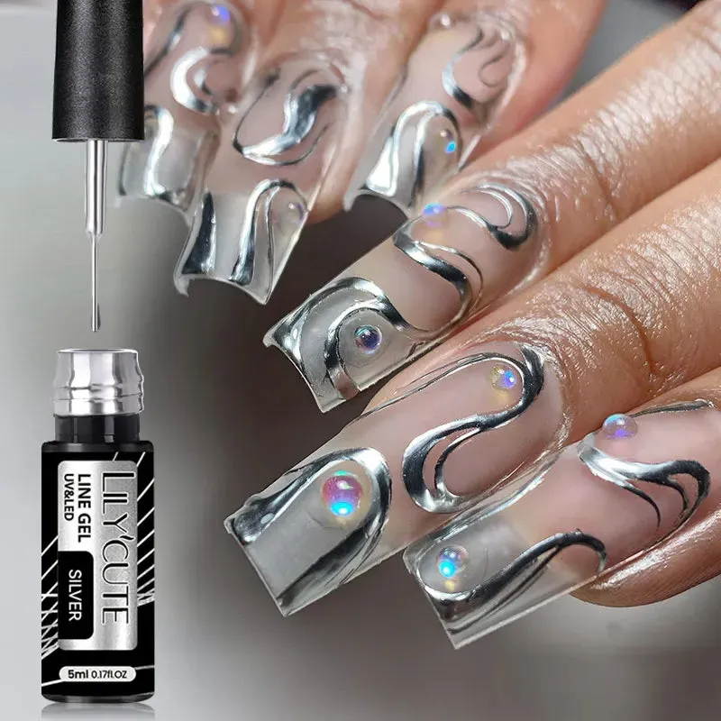 Yeknu 5ML Auroras Cat Magnetic Line Gel Nail Polish Glimmer Fairy Line Painting Gel Semi Permanent UV Gel Nail Art Manicure