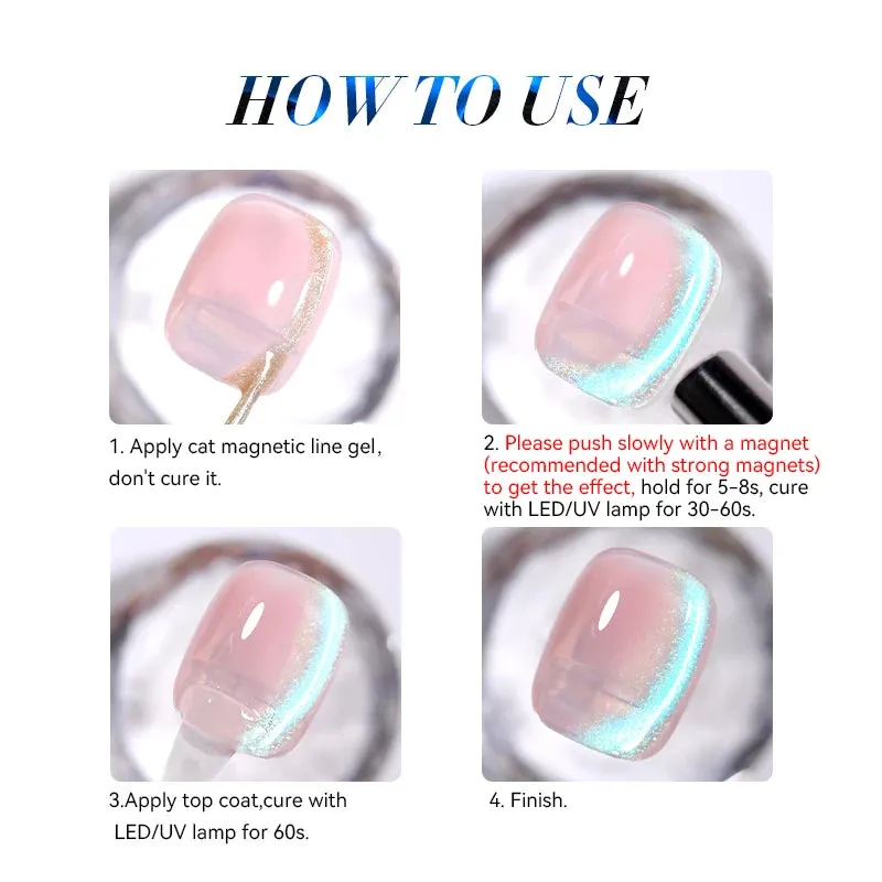 Yeknu 5ML Auroras Cat Magnetic Line Gel Nail Polish Glimmer Fairy Line Painting Gel Semi Permanent UV Gel Nail Art Manicure
