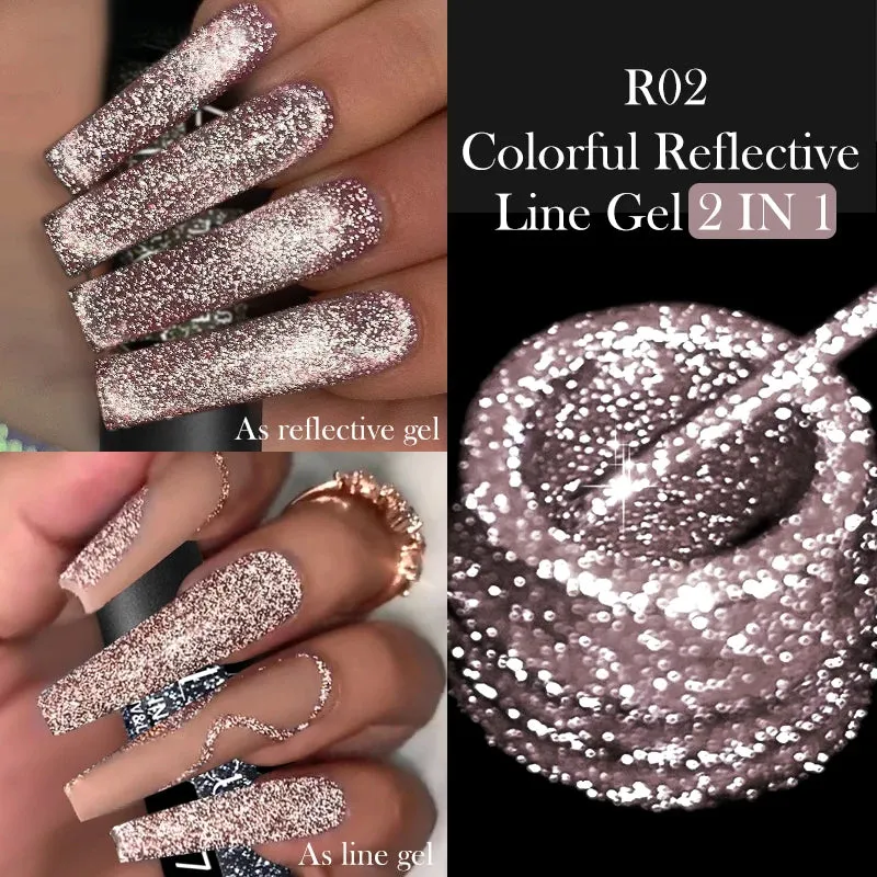 Yeknu 5ML Auroras Cat Magnetic Line Gel Nail Polish Glimmer Fairy Line Painting Gel Semi Permanent UV Gel Nail Art Manicure
