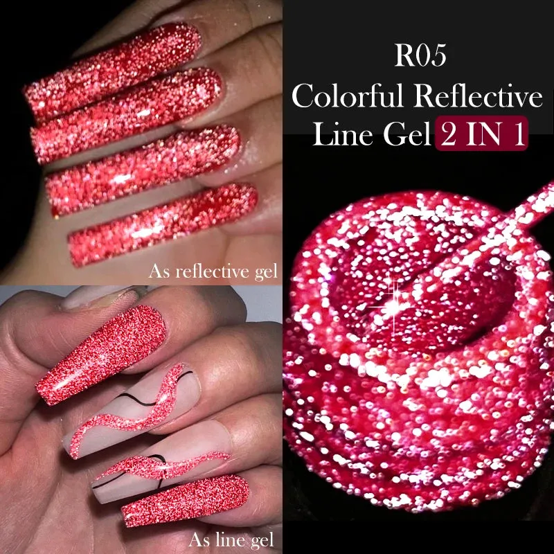 Yeknu 5ML Auroras Cat Magnetic Line Gel Nail Polish Glimmer Fairy Line Painting Gel Semi Permanent UV Gel Nail Art Manicure