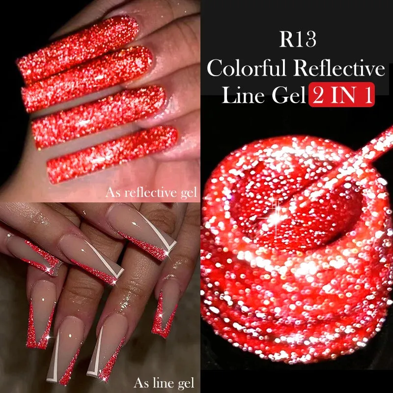 Yeknu 5ML Auroras Cat Magnetic Line Gel Nail Polish Glimmer Fairy Line Painting Gel Semi Permanent UV Gel Nail Art Manicure