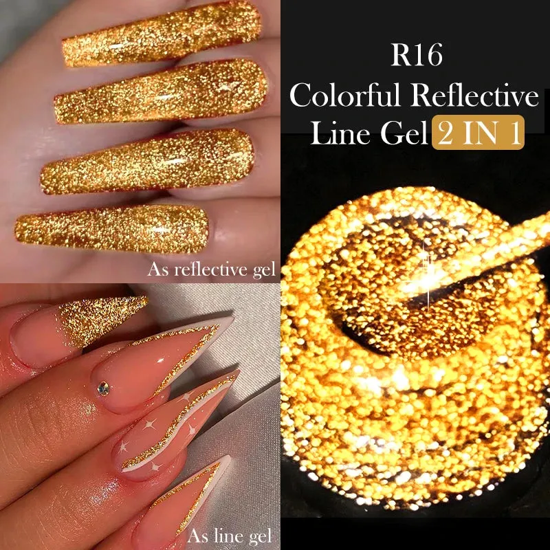 Yeknu 5ML Auroras Cat Magnetic Line Gel Nail Polish Glimmer Fairy Line Painting Gel Semi Permanent UV Gel Nail Art Manicure