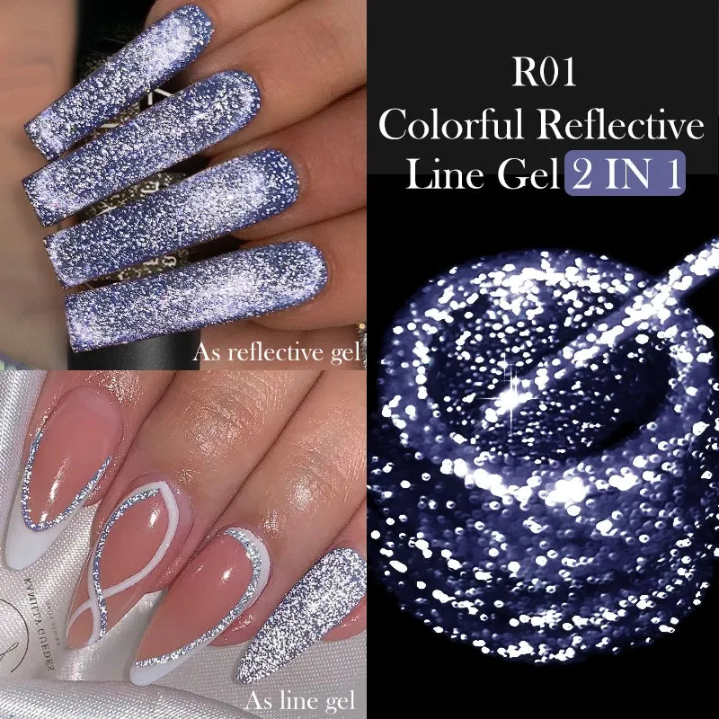 Yeknu 5ML Auroras Cat Magnetic Line Gel Nail Polish Glimmer Fairy Line Painting Gel Semi Permanent UV Gel Nail Art Manicure