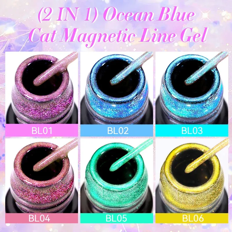 Yeknu 5ML Auroras Cat Magnetic Line Gel Nail Polish Glimmer Fairy Line Painting Gel Semi Permanent UV Gel Nail Art Manicure