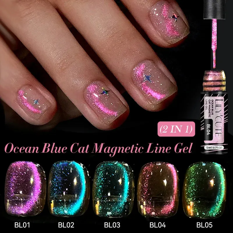 Yeknu 5ML Auroras Cat Magnetic Line Gel Nail Polish Glimmer Fairy Line Painting Gel Semi Permanent UV Gel Nail Art Manicure