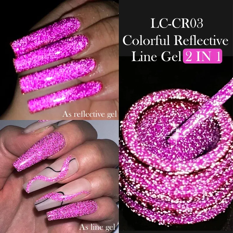 Yeknu 5ML Auroras Cat Magnetic Line Gel Nail Polish Glimmer Fairy Line Painting Gel Semi Permanent UV Gel Nail Art Manicure
