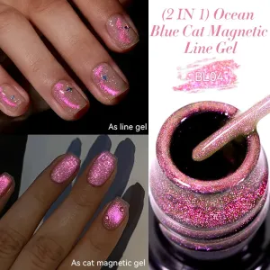Yeknu 5ML Auroras Cat Magnetic Line Gel Nail Polish Glimmer Fairy Line Painting Gel Semi Permanent UV Gel Nail Art Manicure