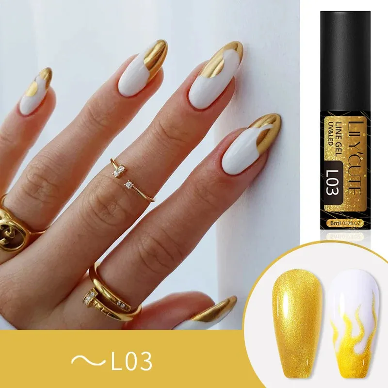 Yeknu 5ML Auroras Cat Magnetic Line Gel Nail Polish Glimmer Fairy Line Painting Gel Semi Permanent UV Gel Nail Art Manicure