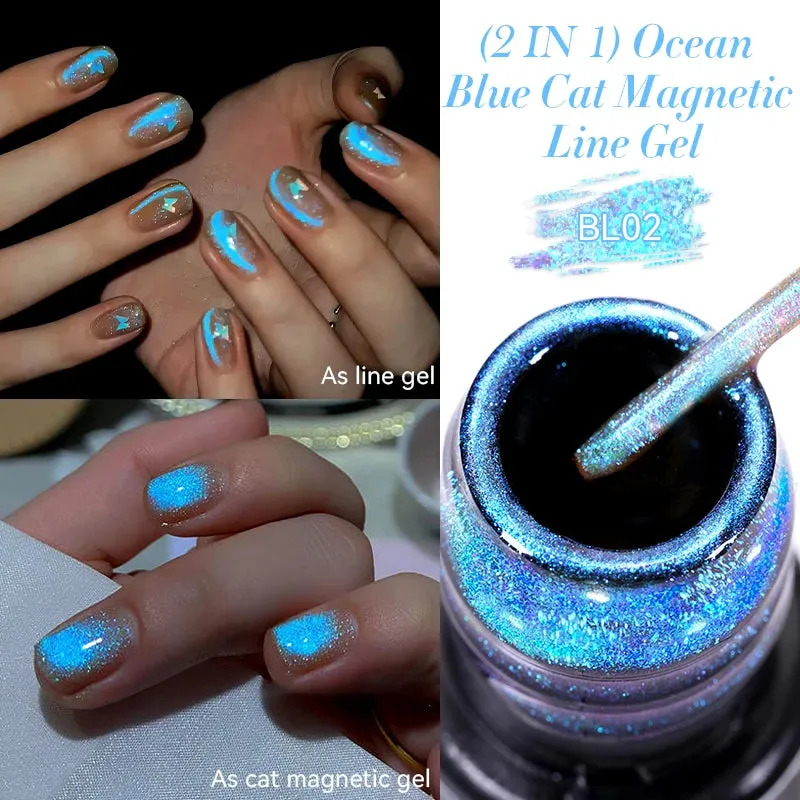Yeknu 5ML Auroras Cat Magnetic Line Gel Nail Polish Glimmer Fairy Line Painting Gel Semi Permanent UV Gel Nail Art Manicure