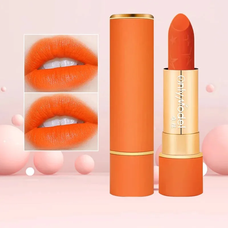 Yeknu Orange Lipstick Velvet Matte Lipsticks Waterproof Long Lasting Lip Stick Velvet Lip Tint Women Cosmetic Sexy Lip Glaze Makeup