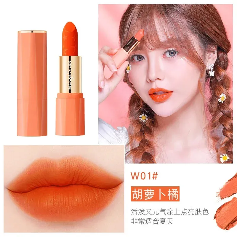Yeknu Orange Lipstick Velvet Matte Lipsticks Waterproof Long Lasting Lip Stick Velvet Lip Tint Women Cosmetic Sexy Lip Glaze Makeup