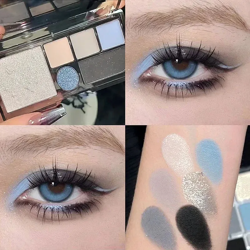 Yeknu Smoky Matte Eyeshadow 6Colors Giltter Eye Shadow Palette Highlighter For Face Blush Korean Makeup Eyeshadow Palette Cool Style