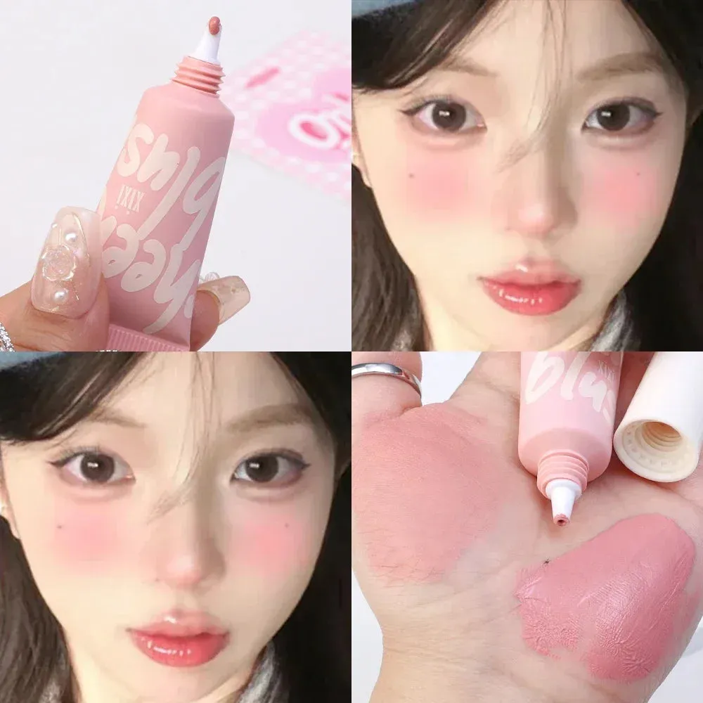 Yeknu Smooth Liquid Blush Cheek Tint Sponge Tip Matte Soft Face Makeup Blusher Rouge Pigment Waterproof Long Lasting Creamy Cosmetics