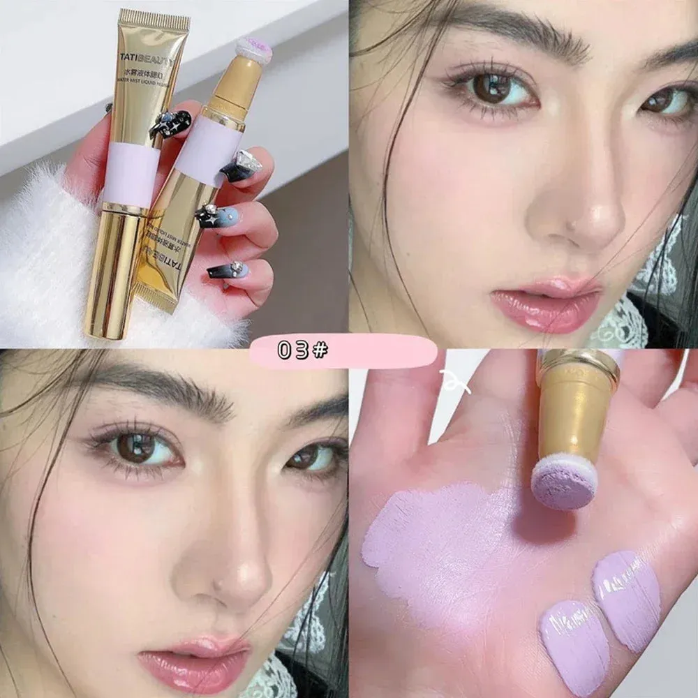 Yeknu Smooth Liquid Blush Cheek Tint Sponge Tip Matte Soft Face Makeup Blusher Rouge Pigment Waterproof Long Lasting Creamy Cosmetics