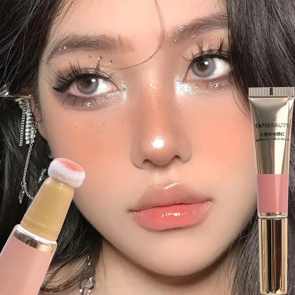 Yeknu Smooth Liquid Blush Cheek Tint Sponge Tip Matte Soft Face Makeup Blusher Rouge Pigment Waterproof Long Lasting Creamy Cosmetics