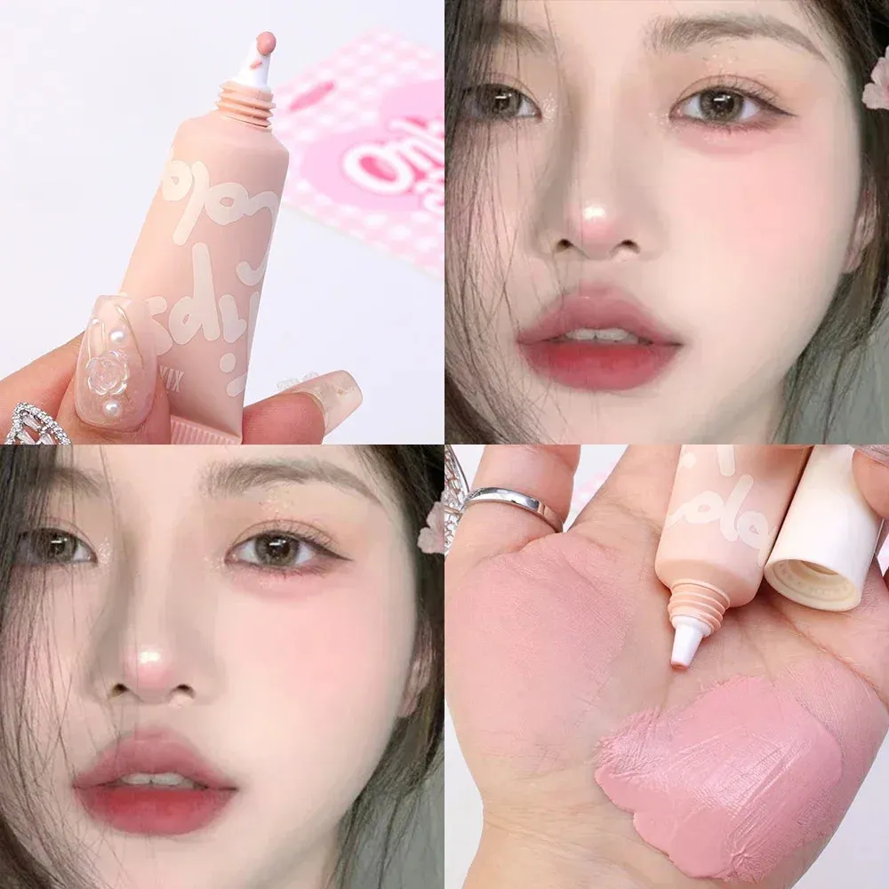Yeknu Smooth Liquid Blush Cheek Tint Sponge Tip Matte Soft Face Makeup Blusher Rouge Pigment Waterproof Long Lasting Creamy Cosmetics