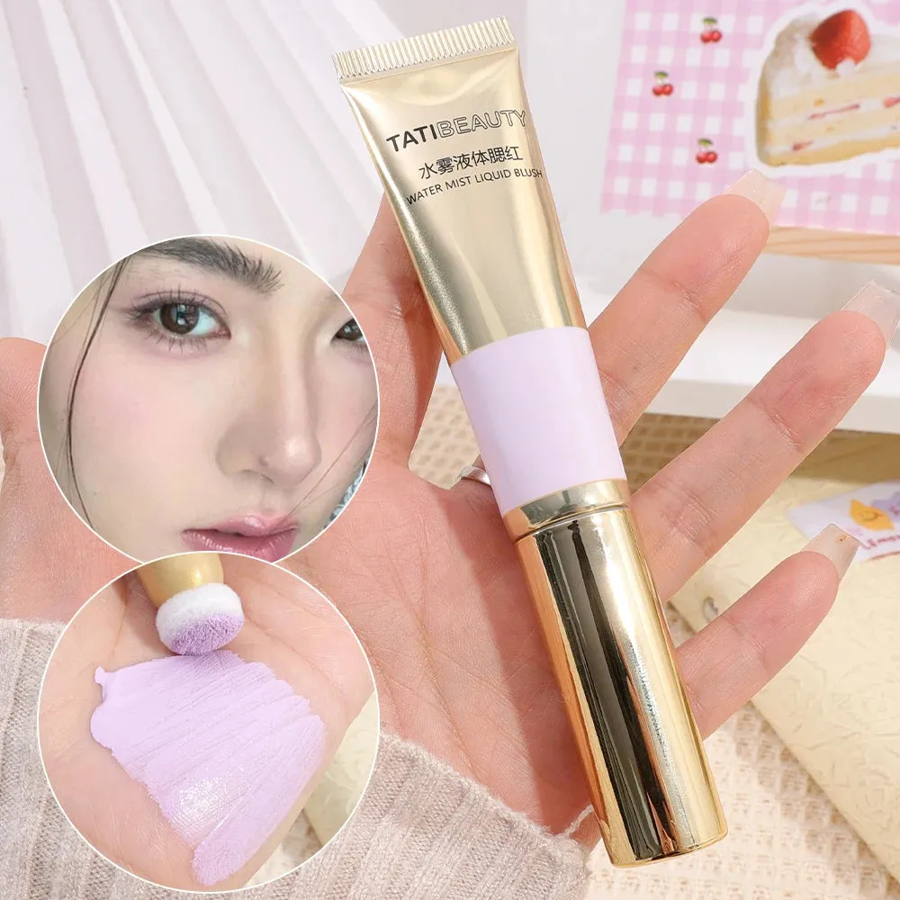 Yeknu Smooth Liquid Blush Cheek Tint Sponge Tip Matte Soft Face Makeup Blusher Rouge Pigment Waterproof Long Lasting Creamy Cosmetics