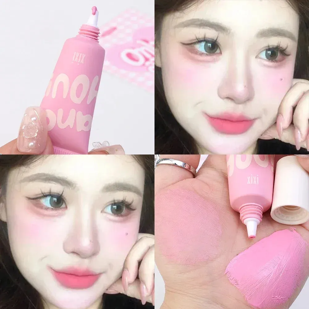 Yeknu Smooth Liquid Blush Cheek Tint Sponge Tip Matte Soft Face Makeup Blusher Rouge Pigment Waterproof Long Lasting Creamy Cosmetics