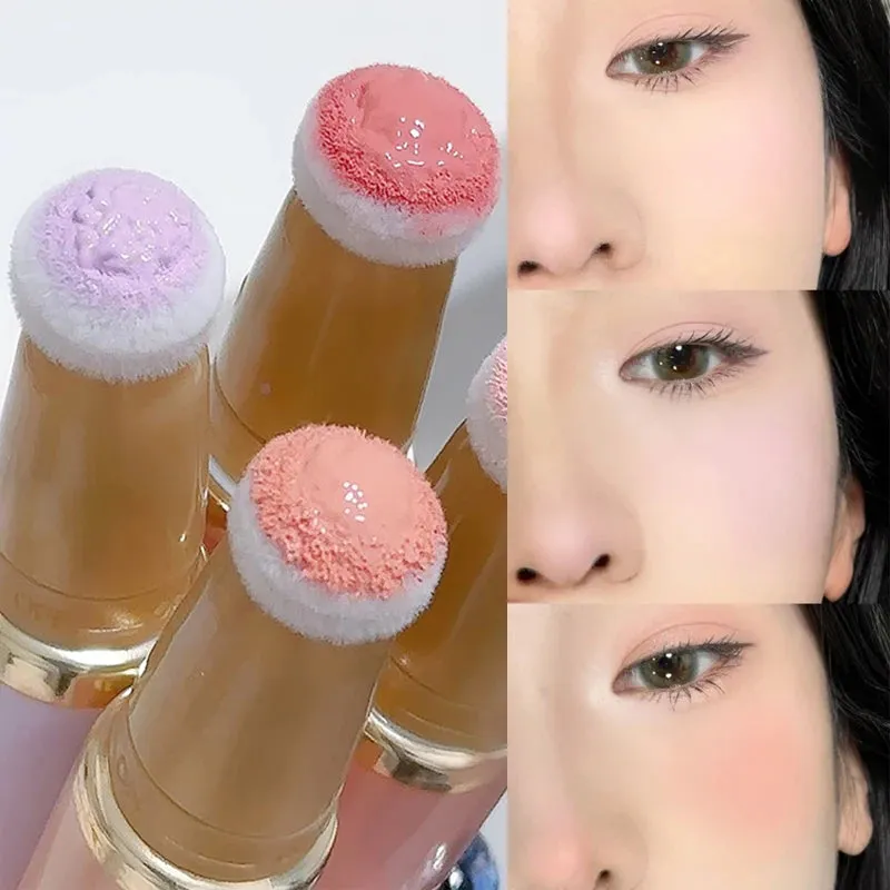 Yeknu Smooth Liquid Blush Cheek Tint Sponge Tip Matte Soft Face Makeup Blusher Rouge Pigment Waterproof Long Lasting Creamy Cosmetics
