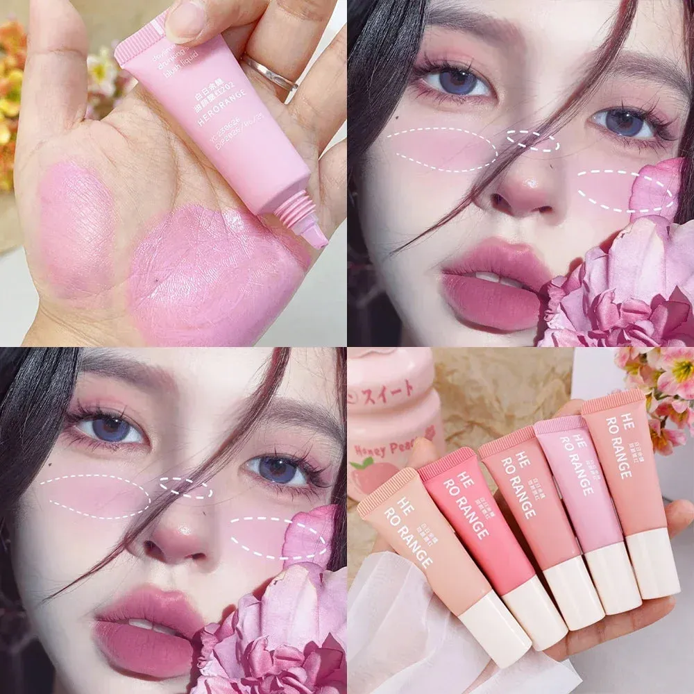 Yeknu Smooth Liquid Blush Cheek Tint Sponge Tip Matte Soft Face Makeup Blusher Rouge Pigment Waterproof Long Lasting Creamy Cosmetics